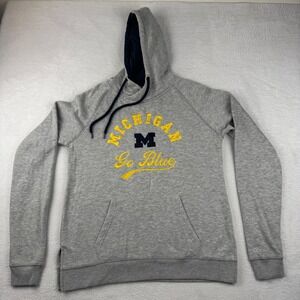 Michigan Wolverines Hoodie‎ Womens Medium Gray Embroidered Go Blue Pullover